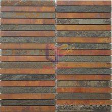 Strip Copper Tile Mix Cultured Stone Mosaic Tile (CFM1057)